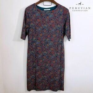 Peruvian Connection Boatneck Pima Floral Midi Dress